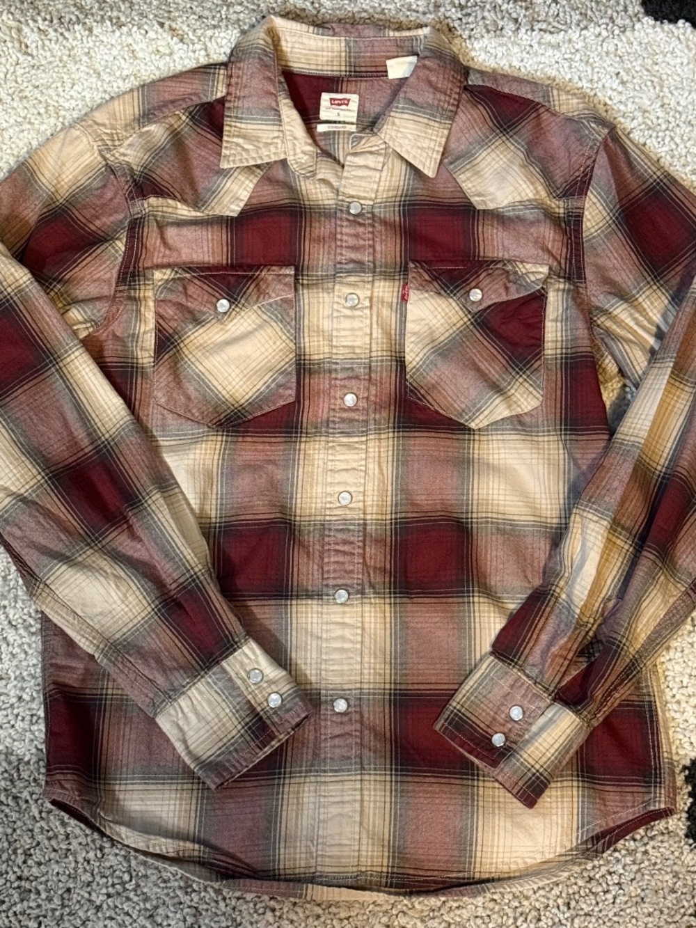 Levi’s Plaid Pearl Snap Western Shirt Small